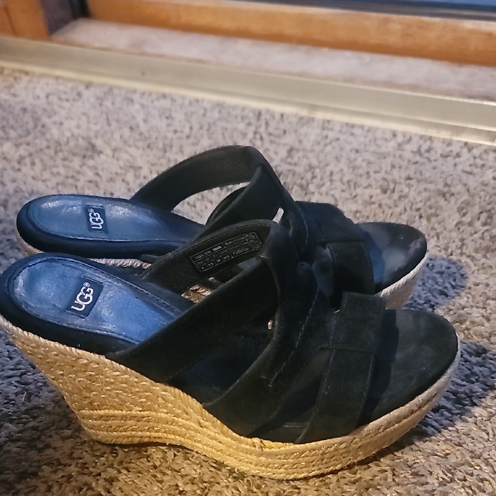 UGG Women's Black Platform Wedges